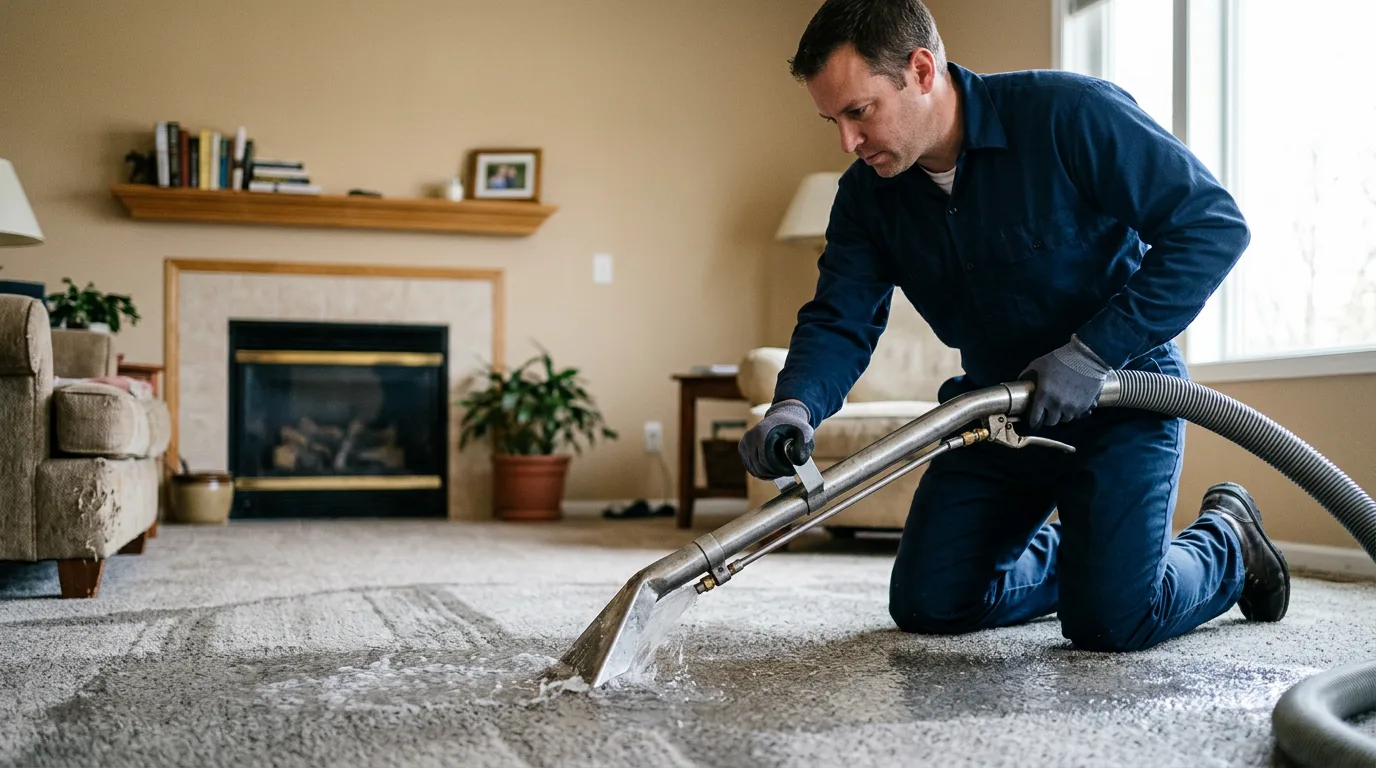 Water damage restoration technician working near Harwich Port, MA